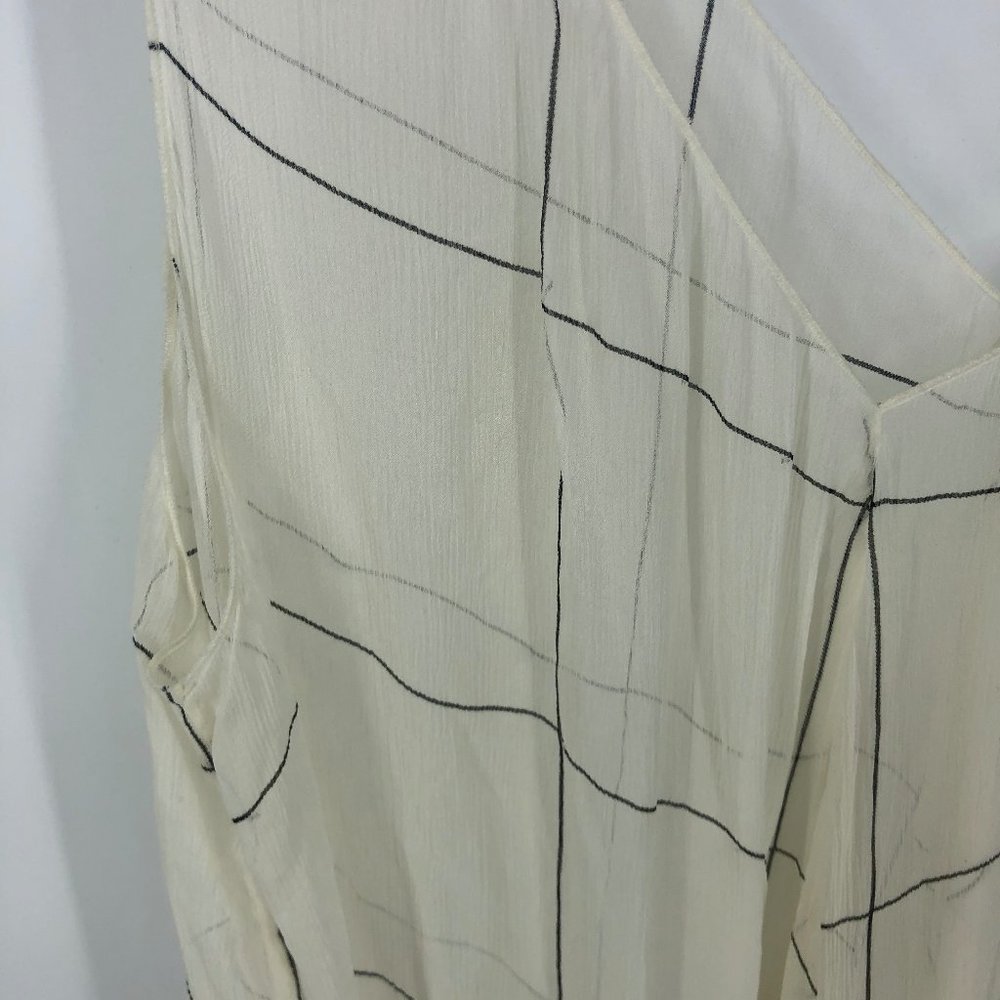 Club Monaco Windowpane Sheer Flounce Dress 12 - Picture 4 of 5